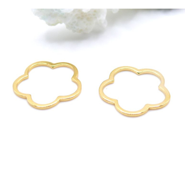 Pendentifs Connecteurs Fleurs 20 mm – Acier Inoxydable 304 Doré