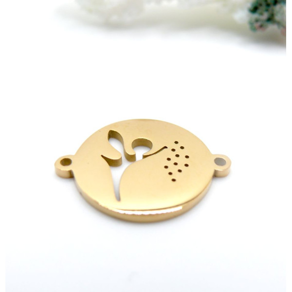 Connecteur Médaillon Fée 21mm – Acier Inoxydable 304 Doré