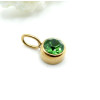 Pendentif avec Strass Vert 8mm Mois d’Aout – Acier Inoxydable 316 Chirurgical Doré 14KT