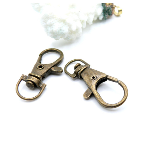 Grands Mousquetons Porte-Clés 35 mm – Métal Bronze