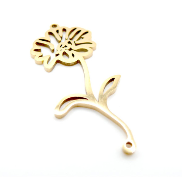 Connecteur Fleur du Mois d’Avril 43mm – Acier Inoxydable 304 Doré à l'or fin 18K