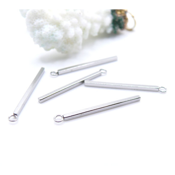 Pendentifs Tige Rectangle 23mm – Acier Inoxydable 304  Argenté