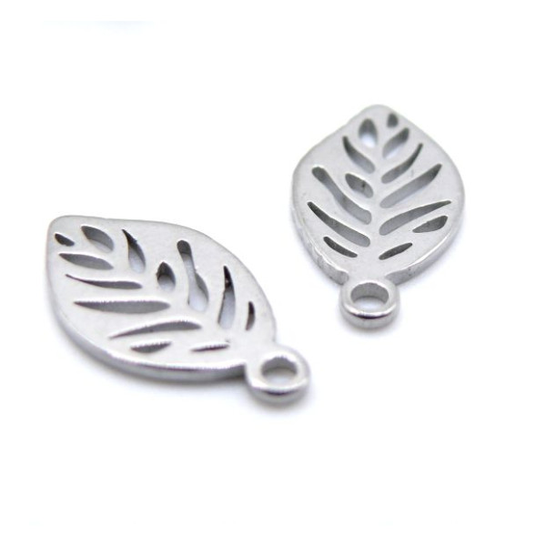 Pendentifs Feuille 14mm – Acier Inoxydable Argenté
