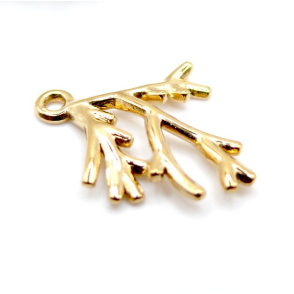 Pendentif Corail 21mm – Acier Inoxydable 304 Doré à l’or fin 18K, Placage IONIQUE