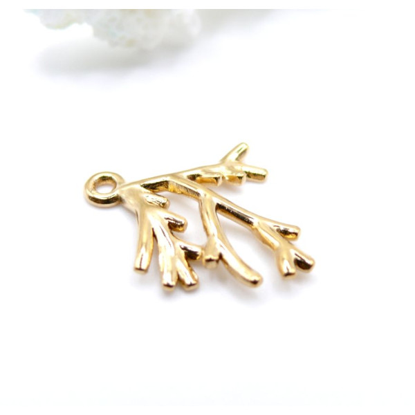 Pendentif Corail 21mm – Acier Inoxydable 304 Doré à l’or fin 18K, Placage IONIQUE
