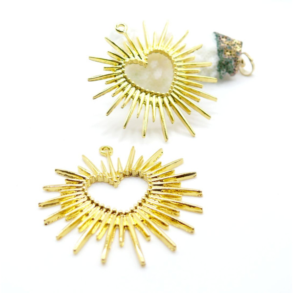 Pendentifs Cœur Soleil 44 mm – Laiton Doré