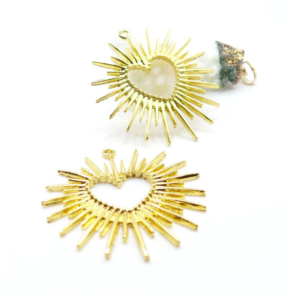 Pendentifs Cœur Soleil 44 mm – Laiton Doré