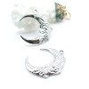 Pendentifs Lune avec Fleurs 30 mm – Acier Inoxydable Argenté