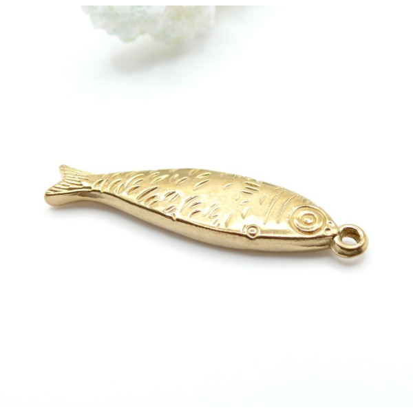 Pendentif Poisson 3D 40 mm – Acier Inoxydable 304 Doré à l’or fin 18K, PVD