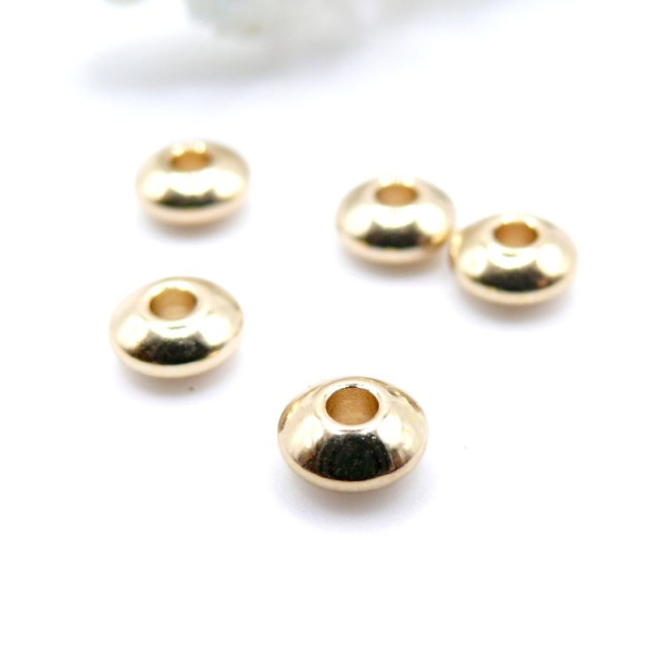 Perles Intercalaires Rondelles 4 par 2 mm – Acier Inoxydable  doré à l’or fin 24K