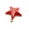 Pendentif Étoile de mer 16 mm avec résine émaillée Rouge – Acier Inoxydable 304 Doré à l’or fin 14K, PVD