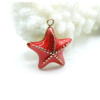 Pendentif Étoile de mer 16 mm avec résine émaillée Rouge – Acier Inoxydable 304 Doré à l’or fin 14K, PVD