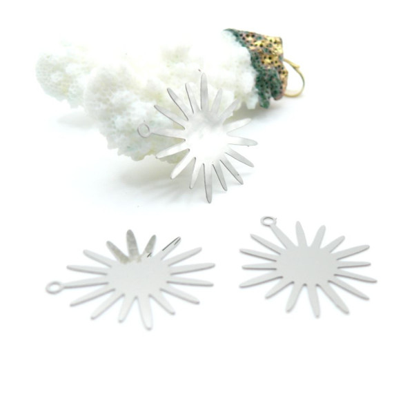 Estampes Soleil 22 mm – Acier Inoxydable 304 Argenté
