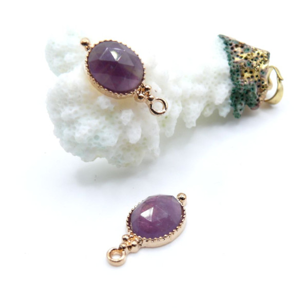 Pendentif Bohème chic Améthyste facettée 20.5mm Laiton doré