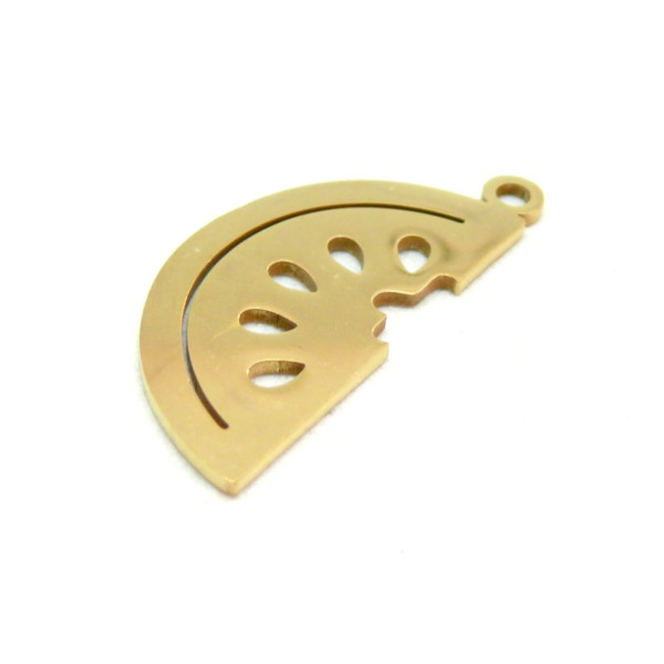 Pendentif Tranche de Pastèque 29mm – Acier Inoxydable 304 Doré