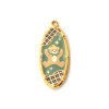 Pendentif Ovale avec Ourson 34 mm – Acier Inoxydable 304 Doré à l’Or Fin 18K PVD