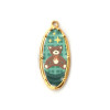 Pendentif Ovale avec Ourson 34 mm – Acier Inoxydable 304 Doré à l’Or Fin 18K PVD