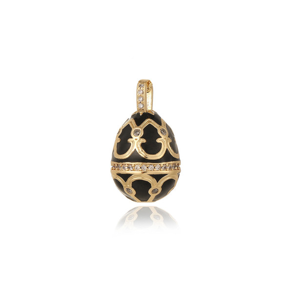 Pendentif Oeuf Résine Émaillée 23mm – Laiton Doré à l’Or Fin 18K