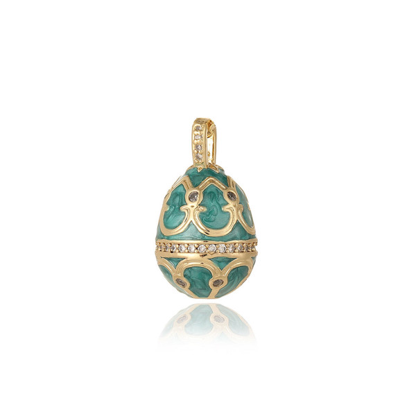 Pendentif Oeuf Résine Émaillée 23mm – Laiton Doré à l’Or Fin 18K
