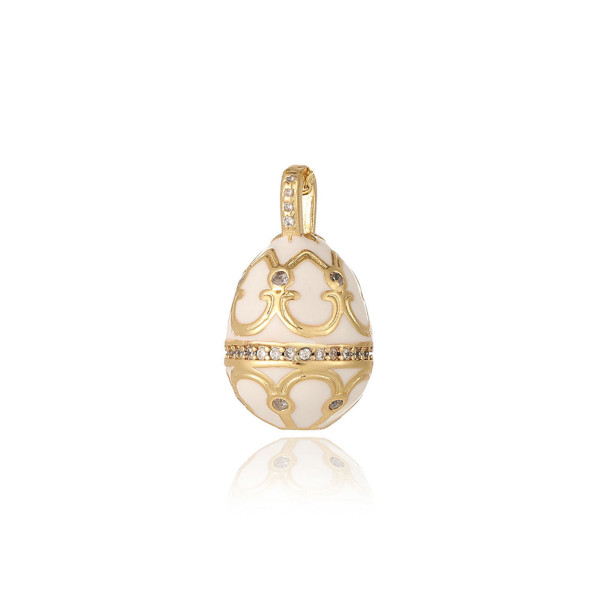 Pendentif Oeuf Résine Émaillée 23mm – Laiton Doré à l’Or Fin 18K