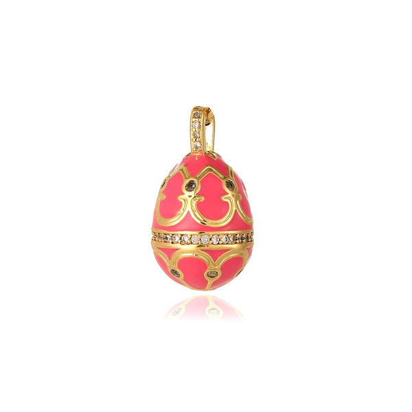 Pendentif Oeuf Résine Émaillée 23mm – Laiton Doré à l’Or Fin 18K