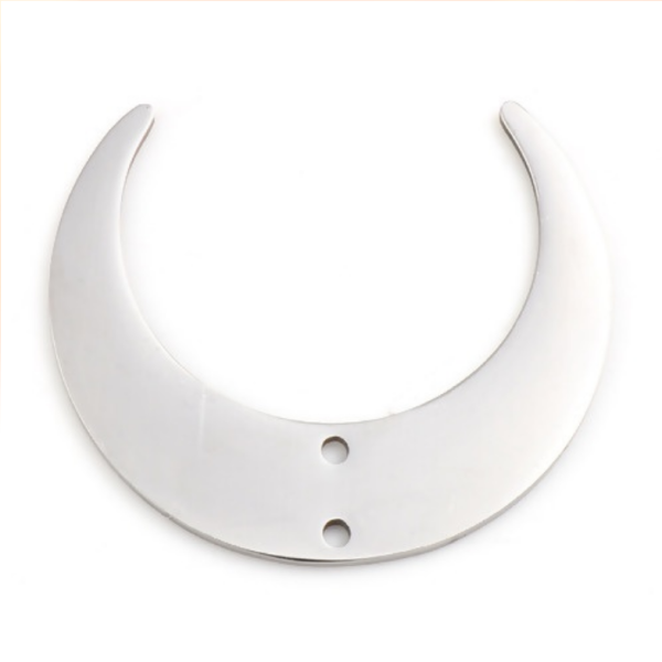 Pendentifs Connecteurs Corne de Buffle Lune 30mm, Acier Inoxydable Argenté