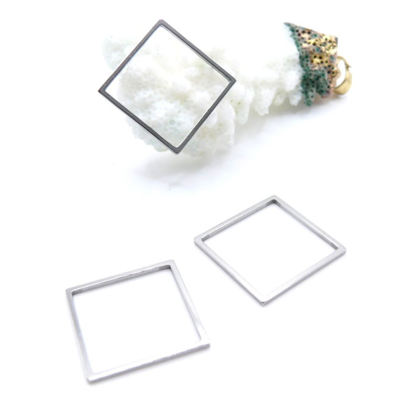 Pendentifs Connecteur Carré 16mm – Acier Inoxydable Argenté