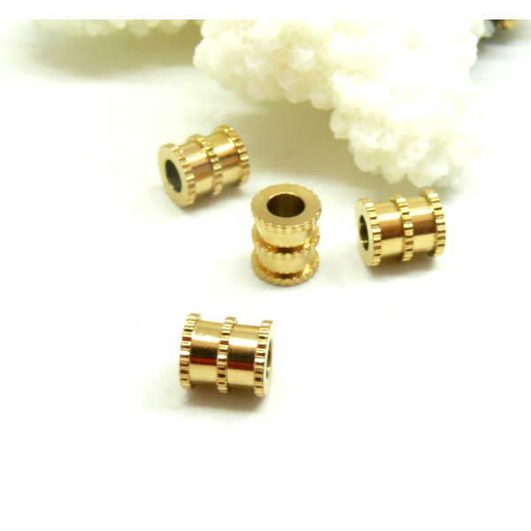 Perle Intercalaires Rondelles Tubes 6 mm – Acier Inoxydable 304 Doré à l'or fin 14K