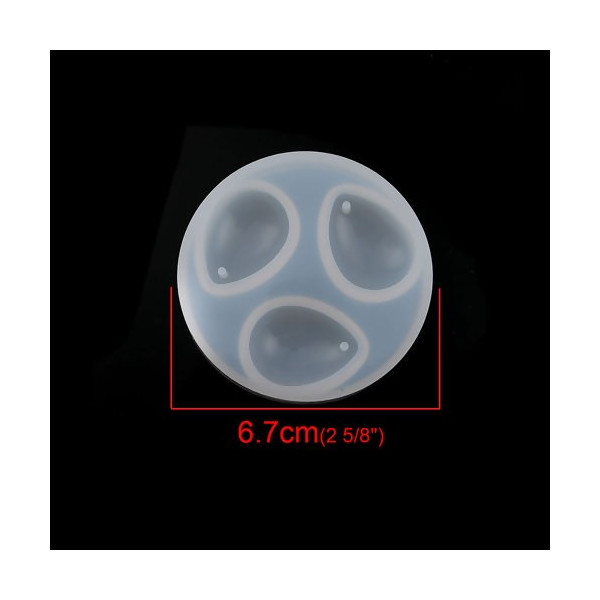 Moule en Silicone 3 Pendentifs Goutte pour Création Fimo Cernit Résine
