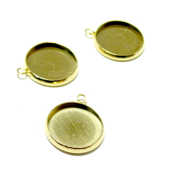 Supports de Pendentifs Attache Ronde Plateau 12mm Doré