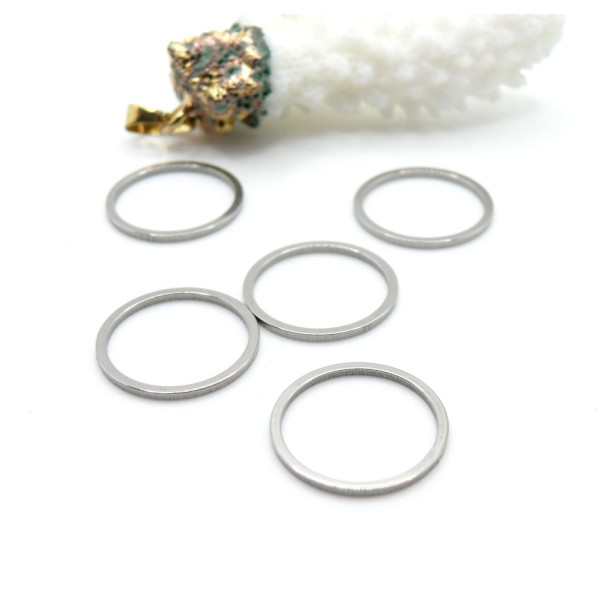 Pendentifs Connecteurs Ronds 16 mm – Acier Inoxydable 304