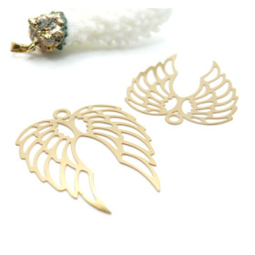 Estampes Ailes d’Ange 40mm – Acier Inoxydable Doré 18K