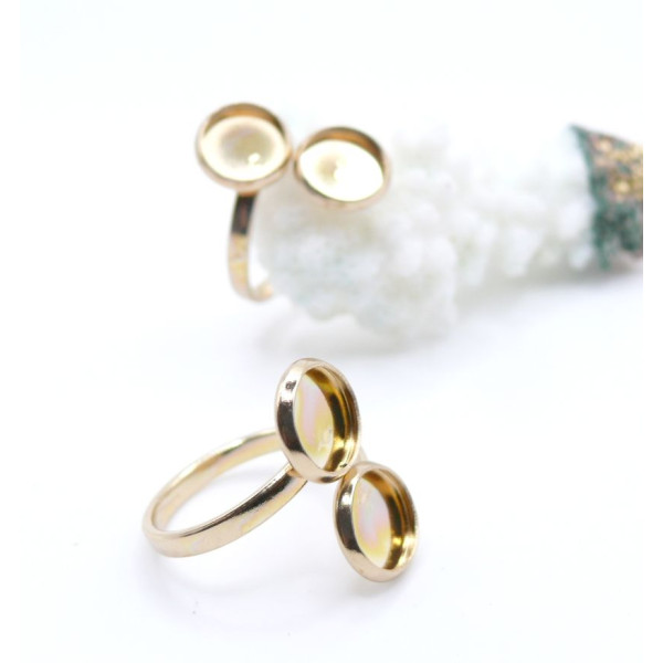 Supports de Bague Double 8mm – Acier Inoxydable 304 Doré à l'Or Fin 18K