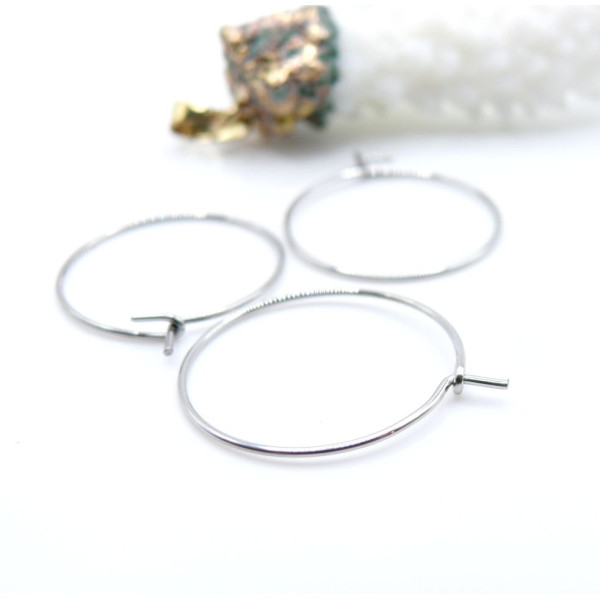 Boucles d'Oreilles Créoles Tiges 20mm – Acier Inoxydable Chirurgical 316 Argenté