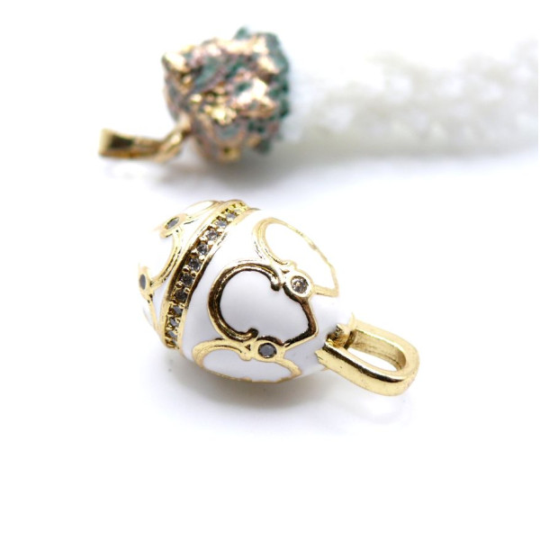 Pendentif Oeuf Résine Émaillée 23mm – Laiton Doré à l’Or Fin 18K