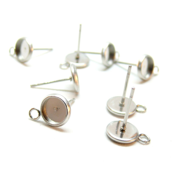 Supports de Boucle d’oreille Puce avec anneau d' attache 12mm – Acier Inoxydable 304 Argenté