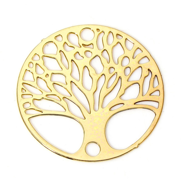 Estampes Connecteurs Arbre dans Cercle 15mm , Laiton Doré