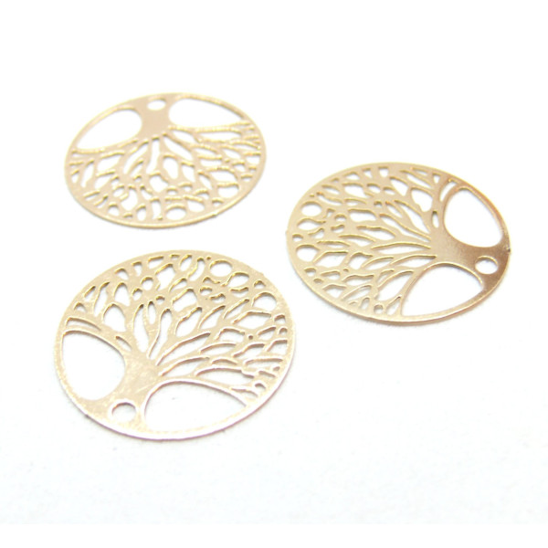 Estampes Connecteurs Arbre dans Cercle 15mm , Laiton Doré