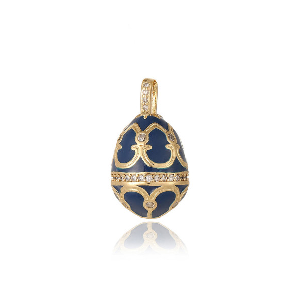 Pendentif Oeuf Résine Émaillée 23mm – Laiton Doré à l’Or Fin 18K