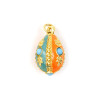 Pendentif Oeuf Résine Émaillée  et strass 24mm – Laiton Doré à l’Or Fin 18K