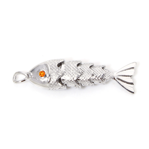 Pendentif Poisson 3D Articulé 40 mm – Cuivre Platinum