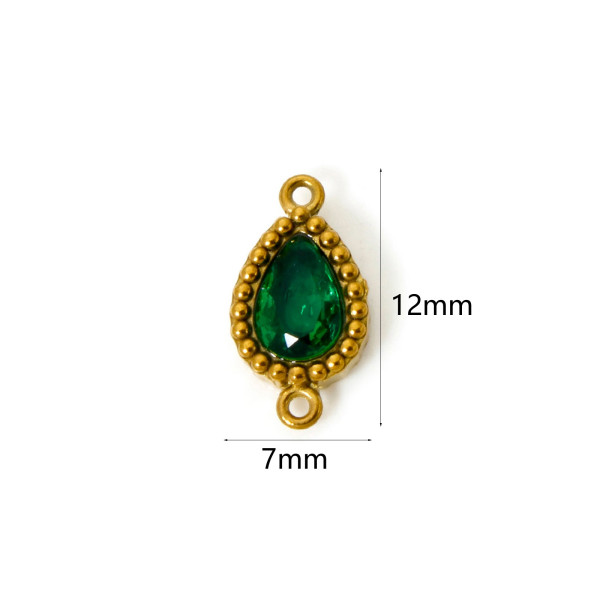 Connecteurs Goutte 12x7mm Strass Rose Acier Inoxydable 304 Doré 18K PVD