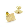 Boucles d'oreilles Puce Éventail Martelée 12mm – Acier inoxydable 304 Doré 18K IONIQUE