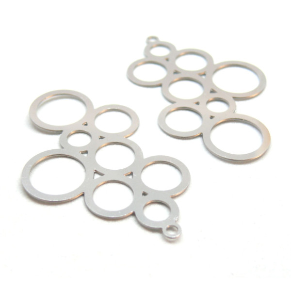 Pendentifs Multi Cercles 41mm, Acier Inoxydable 304 finition Argenté