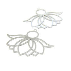 Estampes Pendentif Grande Feuille de Lotus 38mm – Acier Inoxydable  Argenté