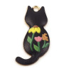 Pendentifs Chats émaillés 30mm Noir base doré