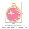 Pendentif Soleil Résine Émaillée ROSE 15mm – Acier Inoxydable Doré à l'or fin 18K