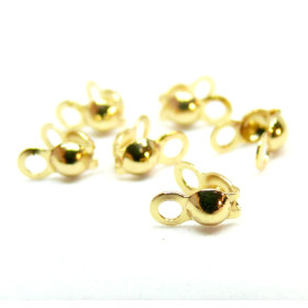 H11YW000147 – Lot de 20 ou 40 Embouts Cache Noeud , Cache perles à écraser 4x8mm – Acier Inoxydable 304 Doré à l'or fin 18K