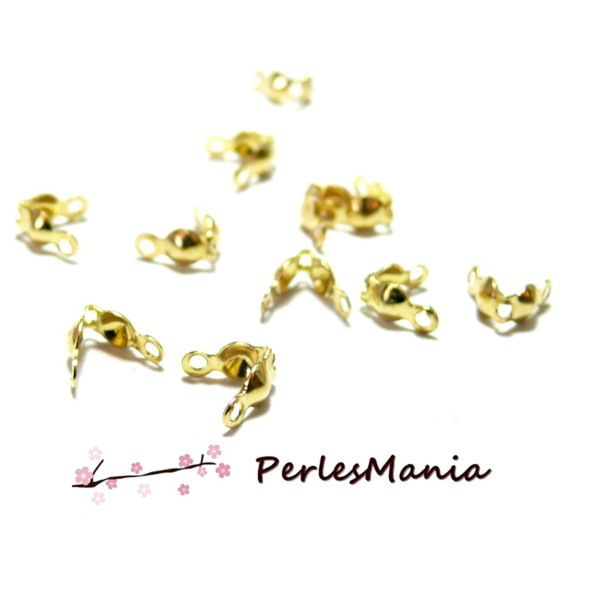 Embouts Cache Noeud , Cache perles à écraser 4x7.5mm – Acier Inoxydable 304 Doré à l'or fin 18K