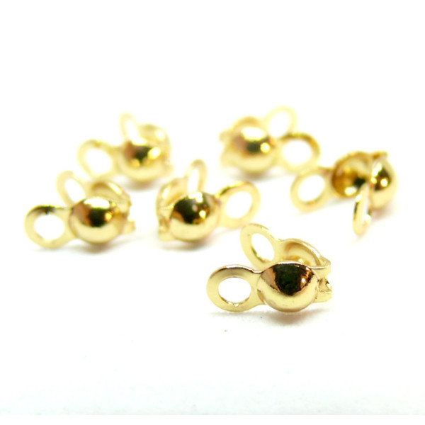 Embouts Cache Noeud , Cache perles à écraser 4x7.5mm – Acier Inoxydable 304 Doré PVD